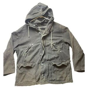 Free People Charcoal Hooded Military Jacket